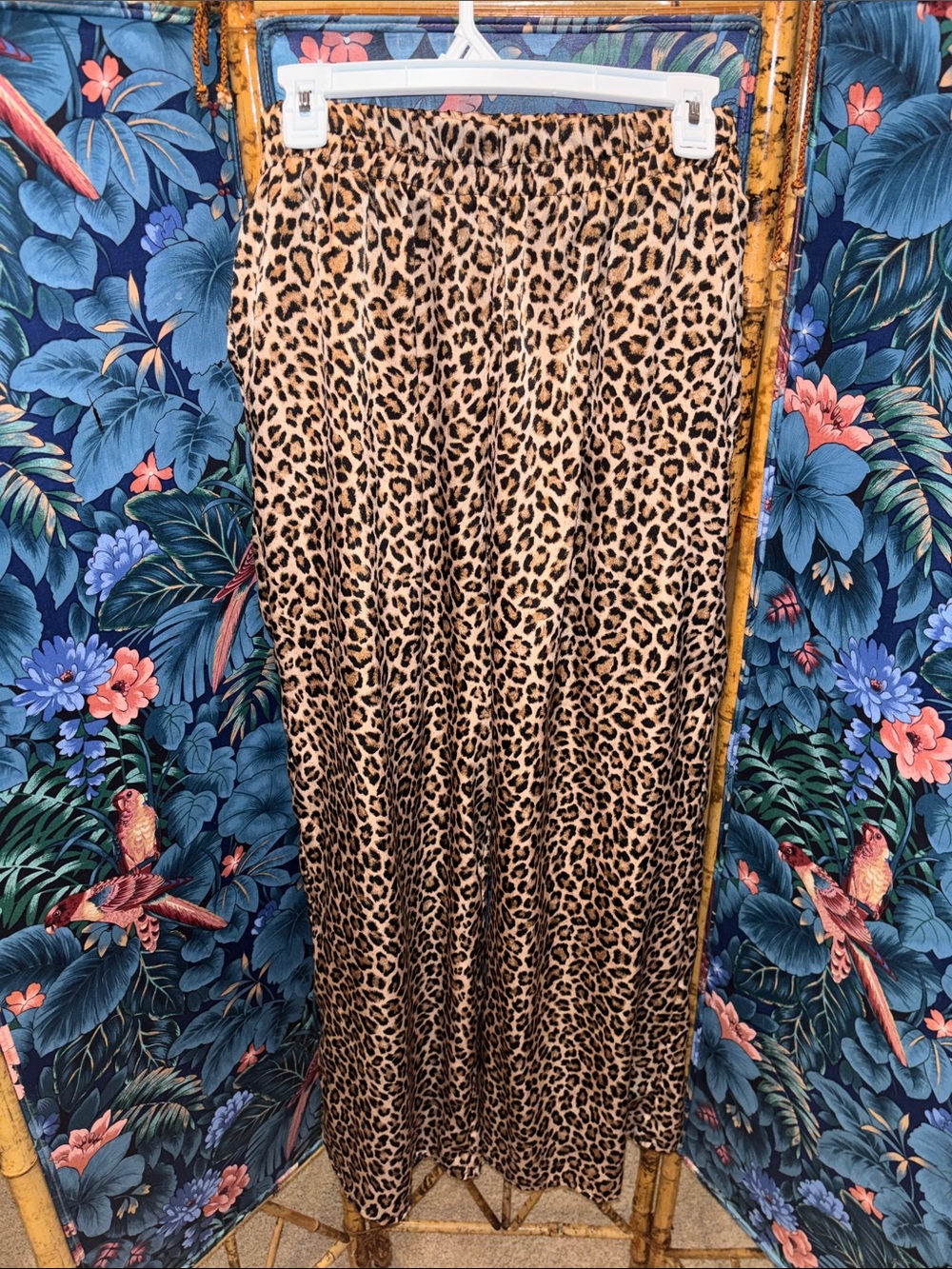 Leopard Print Wide Leg Pants - Tan Animal Print